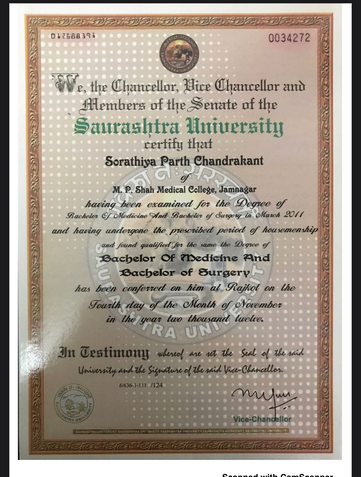 MBBS Certificate